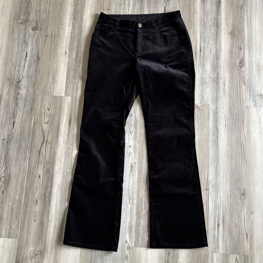 Chico’s Black Cotton Velour Pants With Flare Bottom - Size 0 (US Size 4)